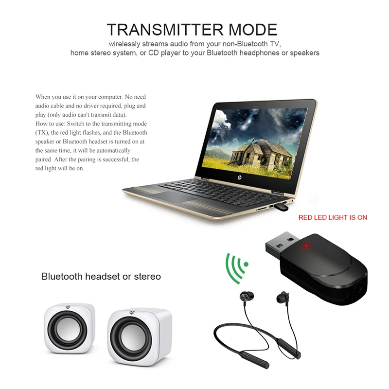 Bluetooth 5,0 передатчик приемник Мини AUX стерео адаптер для автомобиля Музыка ТВ GK99