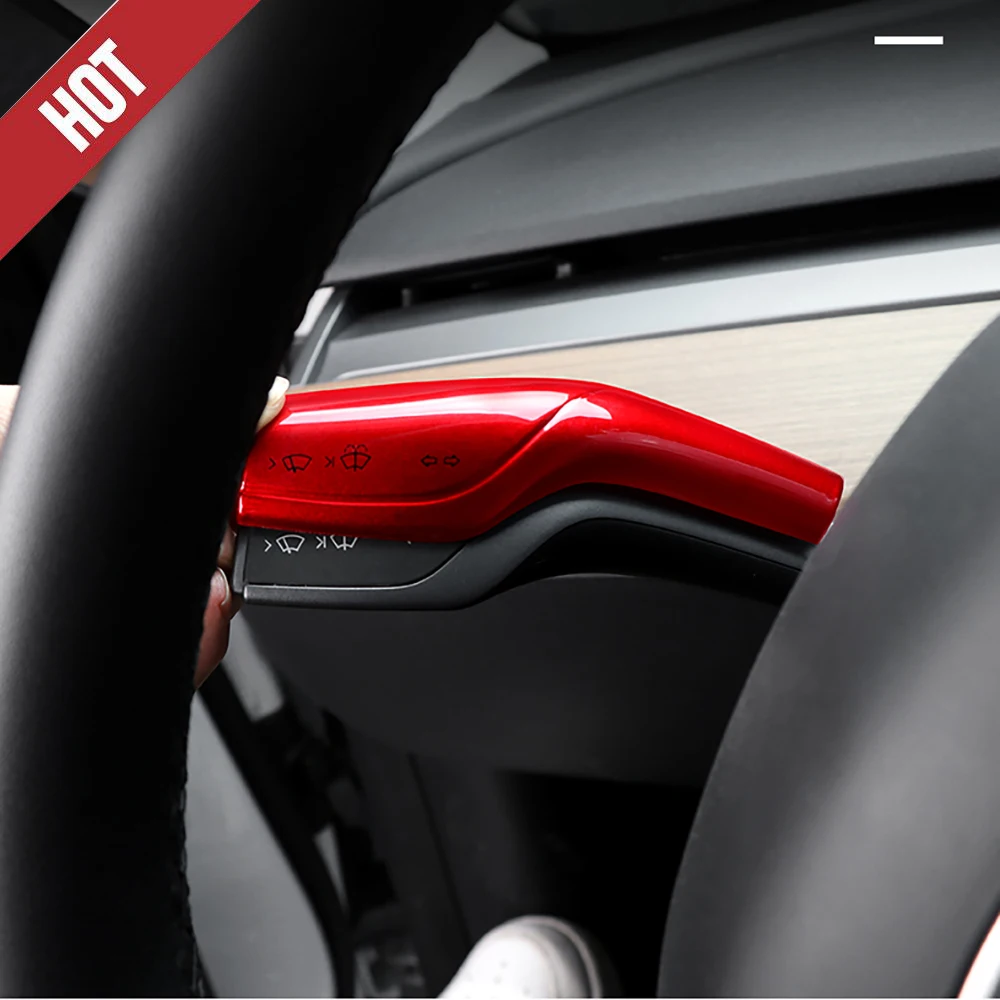 

2X Carbon Fiber Pattern wiper gear lever gear decorative stickers Cover For Tesla Model 3 Model Y