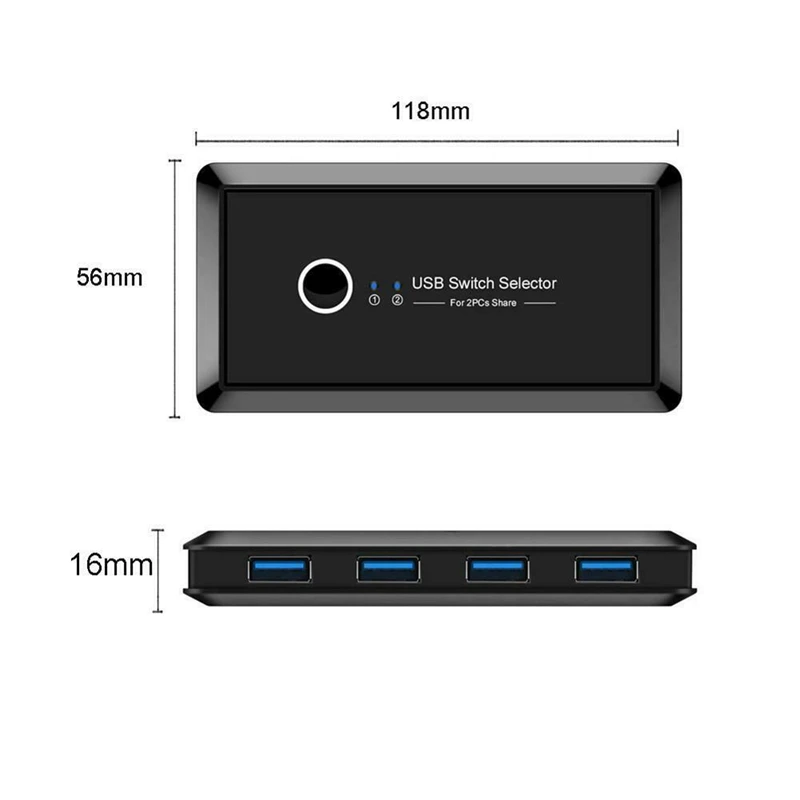 KVM переключатель коробка USB 3,0 коммутатор 2 порта ПК обмен 4 USB устройства для клавиатуры принтер монитор USB переключатель