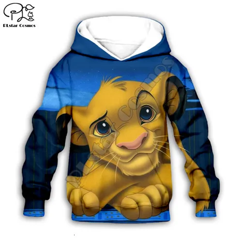 Kids hoodies Толстовка с капюшоном с изображением Simba галактики и Льва, детские толстовки на молнии с 3d принтом топ с длинными рукавами для мальчиков и девочек, штаны, Прямая поставка - Цвет: Kids hoodies