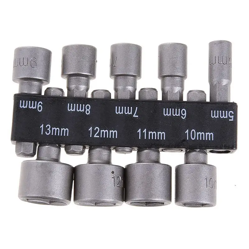 

9pcs/set 5mm-13mm 1/4inch DIY Hex Shank Socket Sleeve Nozzles Nut Driver Bit Set Drill Bit Adapter for Woodworking Power Tool