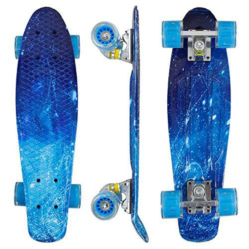 Bambini 22 Pollici Fish Board Skateboard Mini Cruiser Penny Rock Skate Board Deck Scooter Retro Stampato Fishboard Water Transfer