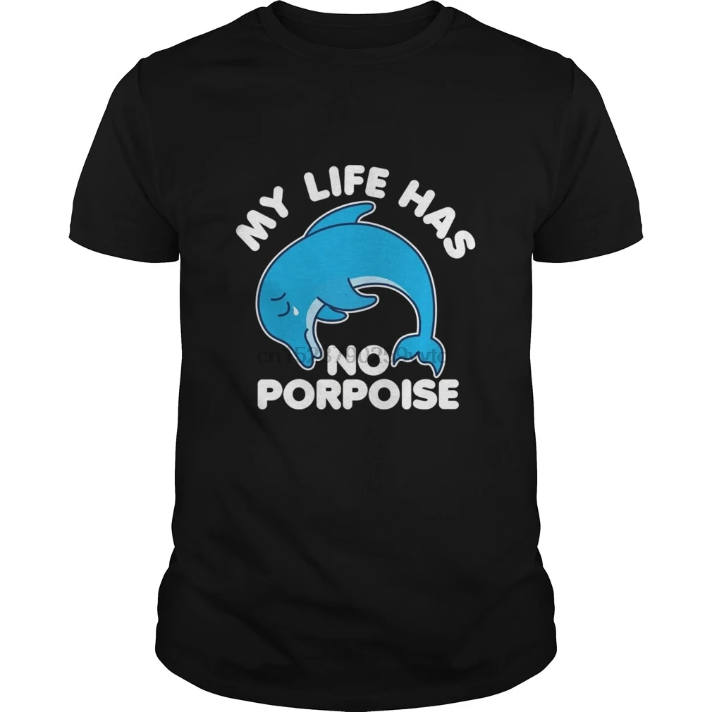 Мужская футболка My Life Has No Porpoise Love Humor графическая Футболка (темный) крутая wo