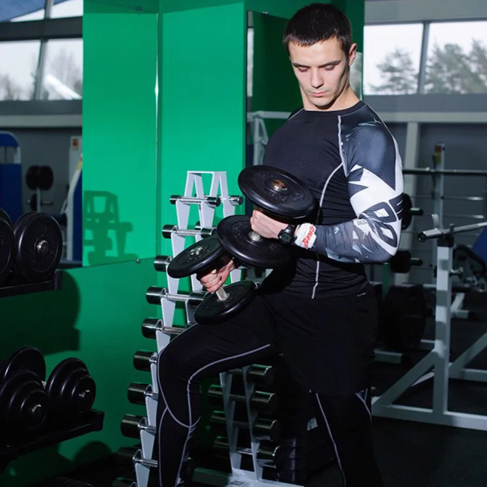 Мужская рубашка для бега Рашгард MMA мужская футболка с длинным рукавом 3D Кроссфит, Бодибилдинг