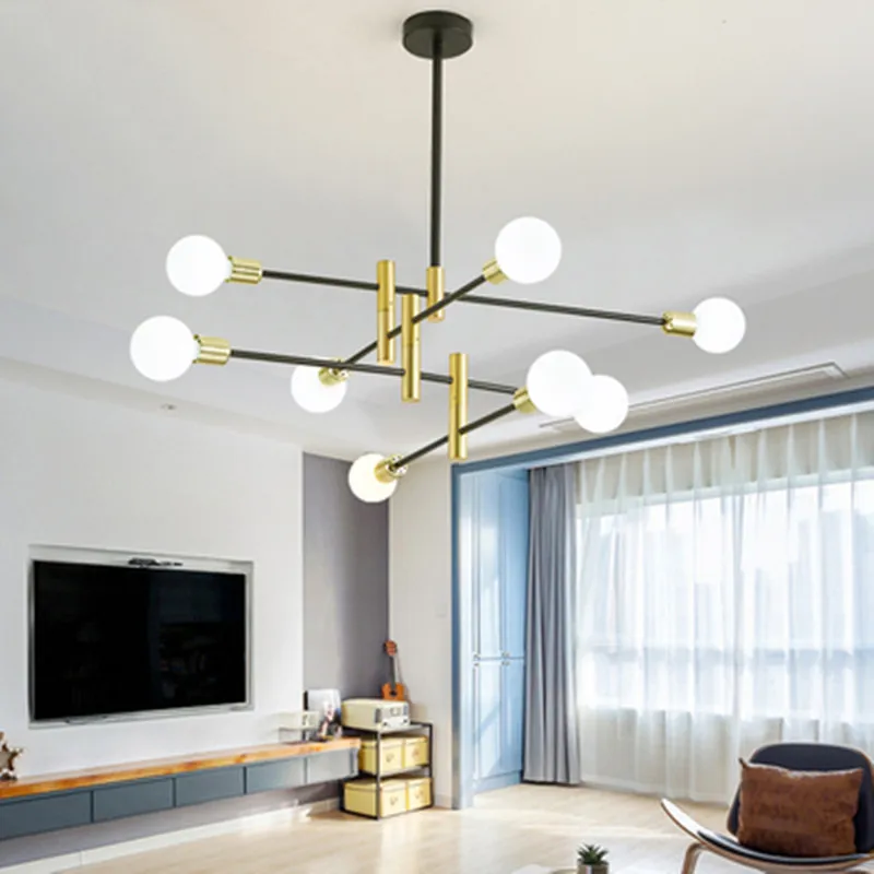 

New Modern Nordic Black Chandelier Lighting LED 8 Lights Chandeliers Indoor Light Fixture Not Included Bulbs Home Lighting 2019