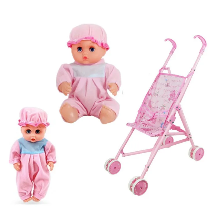 Hot Sales Children Trolley Toy Infant er Cart Folding Irons with Doll Joints