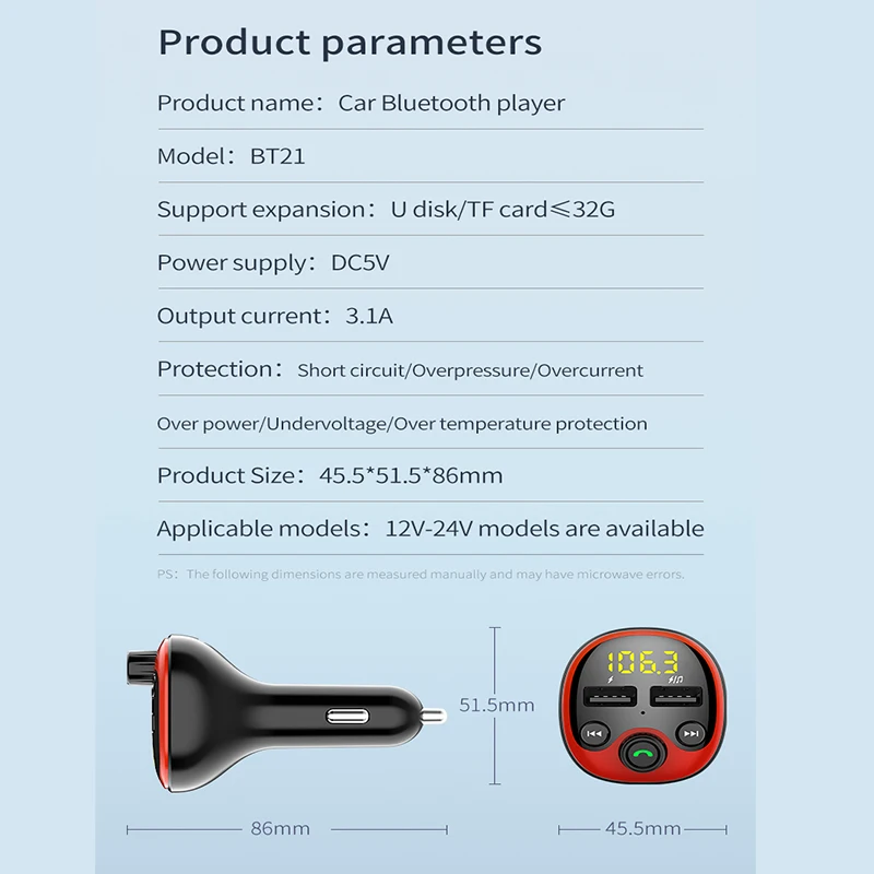 Fm-передатчик Bluetooth Автомобильный 3.1A двойной USB зарядка Bluetooth радио передатчик Hands-Free TF карта музыкальный плеер Автомобильный телефон зарядка