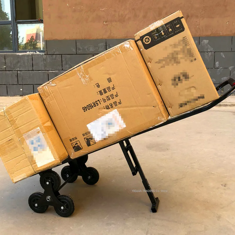 Heavy Duty Hand Truck Large Capacity Stair Climbing Cart, Portable Trolley with Three-Wheel Chassis, Folding Luggage Wagon