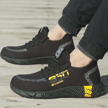 

Dihope Outdoor Men's Boots Non-slip Lightweight Anti- Anti-puncture Safety Shoes Indestructible Casual Work Shoes Men