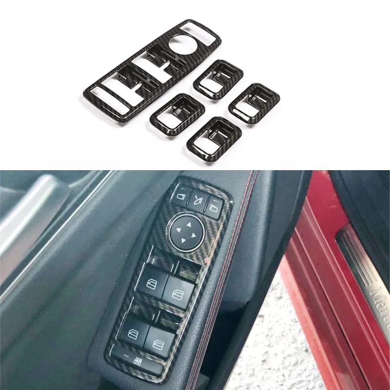 Carbon ABS Window Lift Switch Button Frame Trim For Mercedes-Benz A B C E GLE GLA CLA GLK Class W176 W204 W212 W166 W218