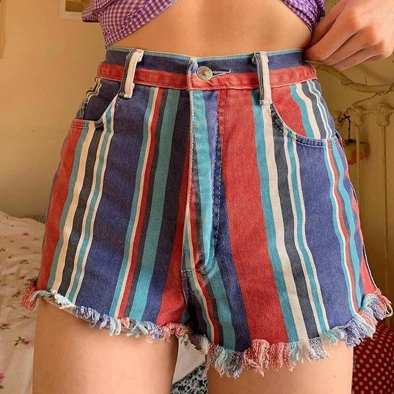 Retro striped shorts clearance