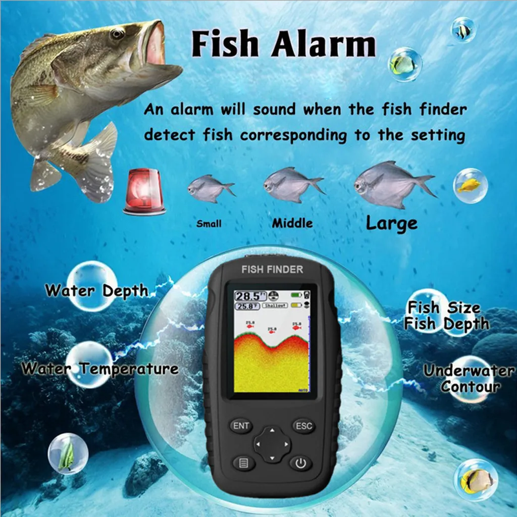 CHAMSGEND Wireless Fish Finder Portable Fish Finder Handheld  LCD Display Portable Fishing Sonar Wireless Depth Finders