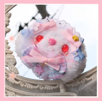 

New Origional Handmade Plush Brooch Side Clip Cute Rabbit Bow Harajuku Hair Clip Headwear Hairpin Soft Girl Cosplay Side Clip