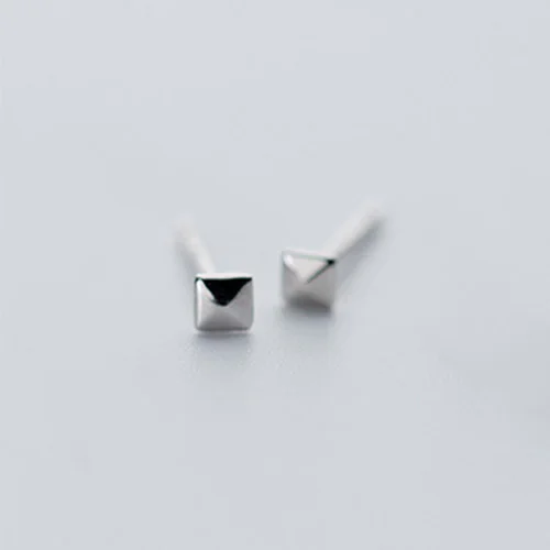 1Pair Sqaure Trusta Настоящее 925 пробы серебряные ювелирные изделия серьги-гвоздики звезда/квадрат/треугольник серьги подарок для девочек подростков леди DS1330 - Окраска металла: 1Pair Sqaure