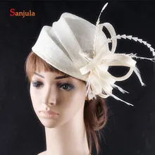 Благородные вечерние головные уборы для женщин цвета слоновой кости льняные головные уборы свадебная прическа аксессуары перья fanscinaters tocado pelo fiesta H374