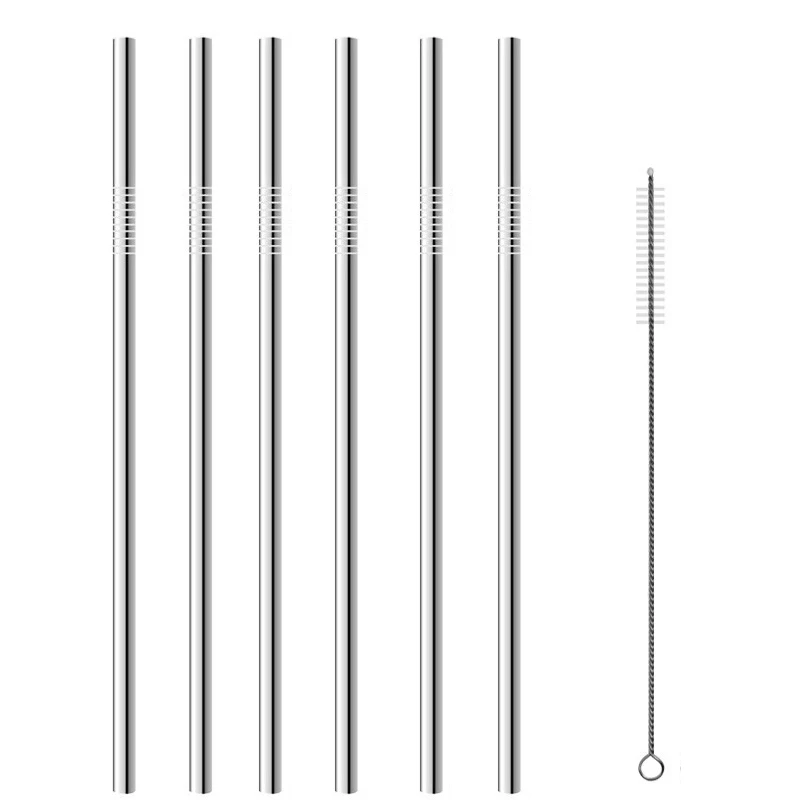 6straw with 1 brush Питьевой соломинки многократного использования из нержавеющей стали питьевой соломинки с чистящей щеткой трубки соломинки Свадебная вечеринка питьевой аксессуары - Цвет: 6straw with 1 brush
