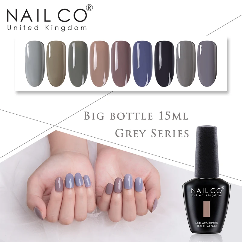 

NAILCO Grey Series Nail Polish 150 Colors Soak Off Varnish Gel Lacquer Polish Set Manicure Top Coat Nail Art Paint Gel 15ml