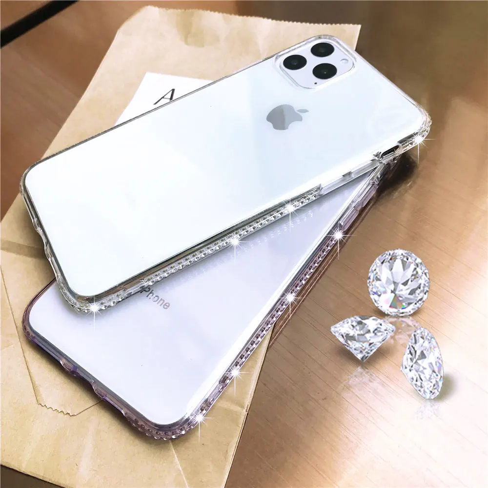 Алмазный бампер чехол для iphone 11 Pro MAX XR XS X 6 7 8 Plus samsung Note 10 S10 S20 Ultra A10 мягкий телефона|