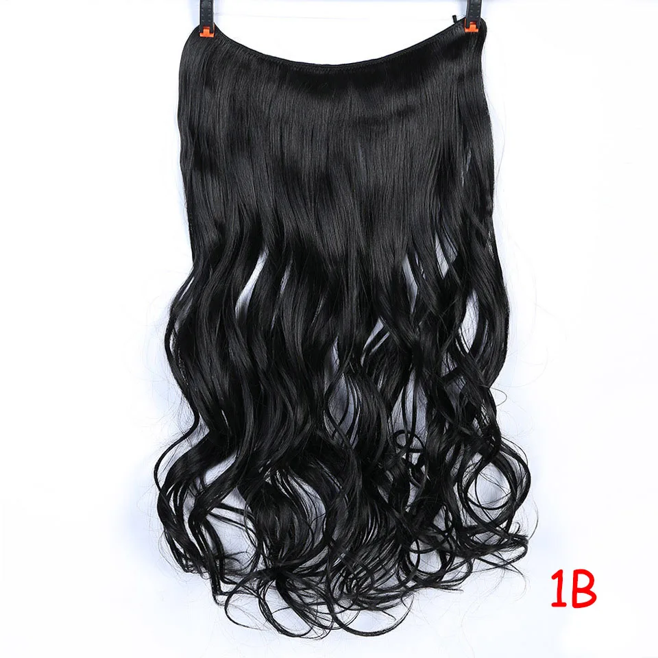 Женский Lupu Hairline Наращивание волос 2" Невидимый шелк Высокая температура волокно зажим-невидимка прямые волны синтетический парик - Цвет: 1B
