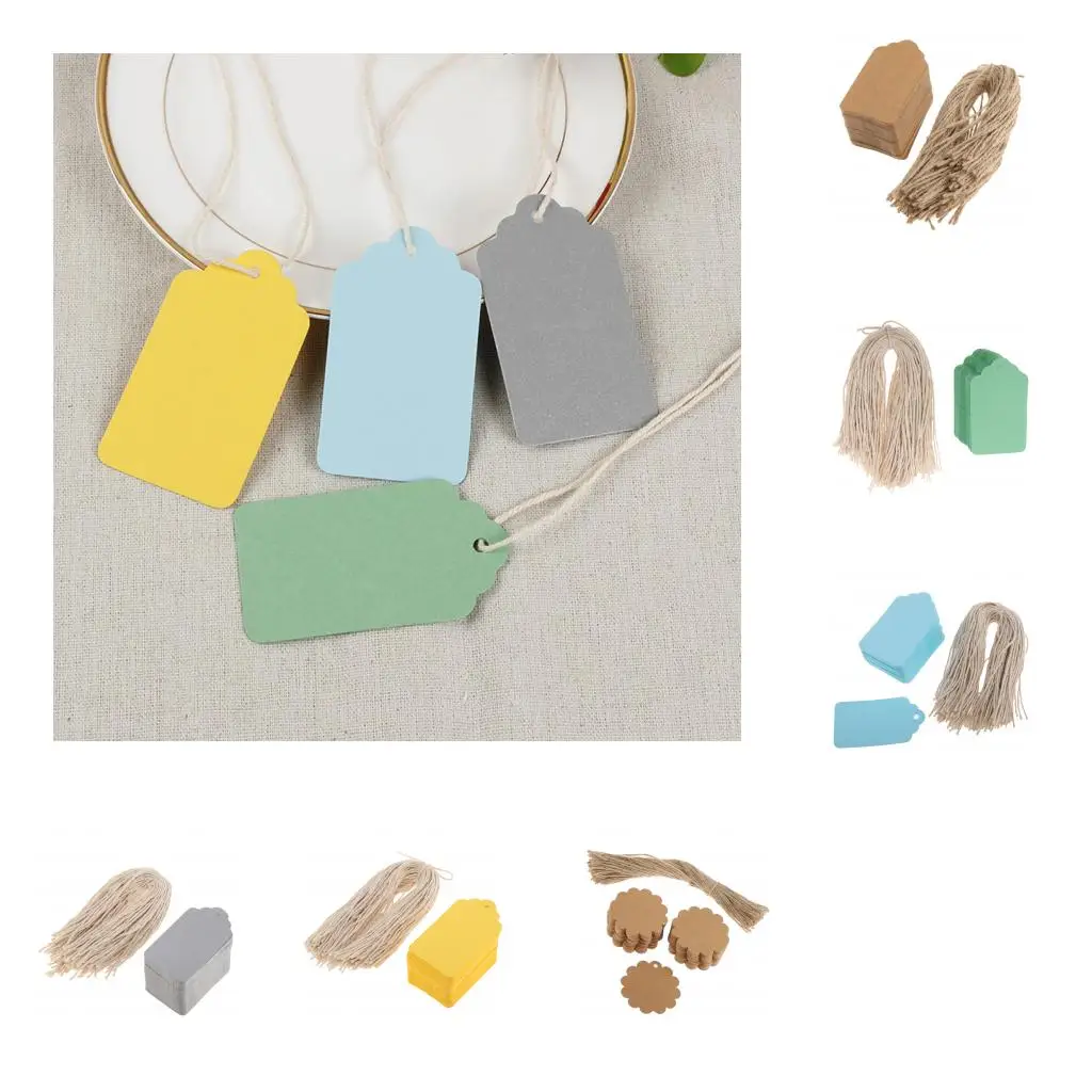 100x Kraft Paper Wedding Party Tags Holiday Wine Hanging Label Gift Card DIY - 5 Colors Available