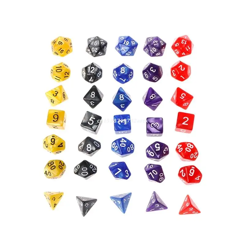 7 шт. многогранные кости белые цифры для Dragon Pathfinder D20 D12 2xD10 D8 D6 D4 Прямая поставка |