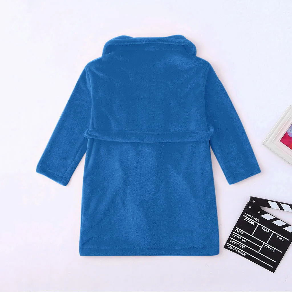 Toddler Kids Robes For Baby Boys Girls Solid Flannel Bathrobes Bath Towel Night-gown Pajamas Sleepwear Children's Clothes 3-12Y Flannel Pajamas Child Bathrobe Kids Robe