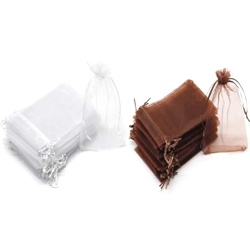 100 шт./лот подарочная Сумка из органзы сетчатая пряжа пучок рта Подарочная