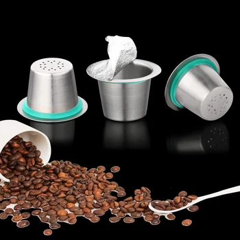 

Wholesale 120PCS Nespresso Coffee Capsule Stainless Steel Refillable Capsulas Reusable Coffee Filter Cup DIY Coffee Maker Tools