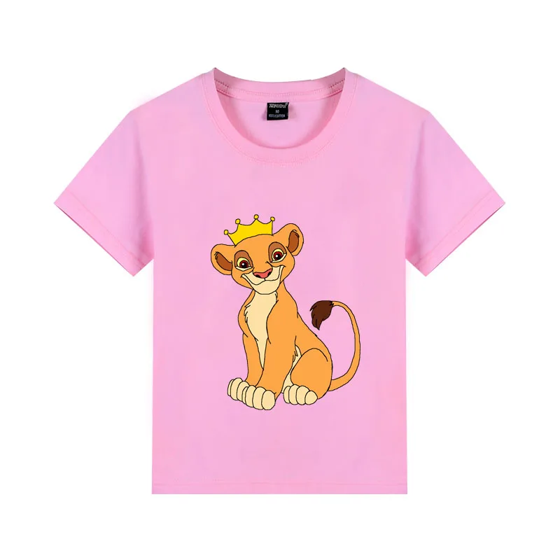 8 Детская футболка из хлопка с рисунком белого и розового льва simba летние майки для мальчиков и девочек 4, 6, 8, 10, 12 лет - Цвет: 8