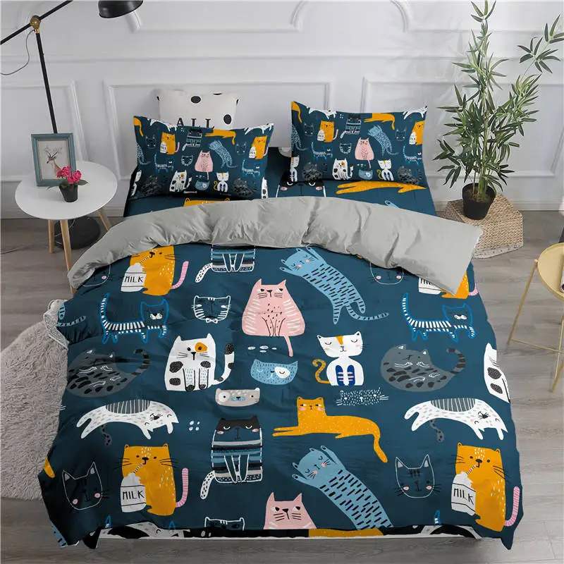 ZEIMON Комплект постельного белья с рисунком милых кошек с 3D рисунком пододеяльника, набор пододеяльников, двойной размер, королева король, одеяло, постельное белье - Цвет: SXJ0506-6