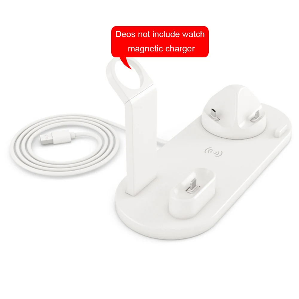 QI Беспроводное зарядное устройство 4 в 1 Подставка Быстрая зарядка для Apple Watch 5 4 3 зарядная станция Док-станция для iphone 8 Plus 11 Airpods док-станция - Цвет: Белый