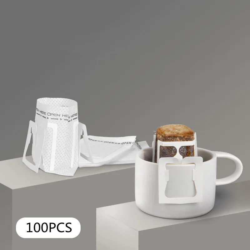 100pcs/Set Coffee Machine Filter Papers Portable Hanging Ear Style