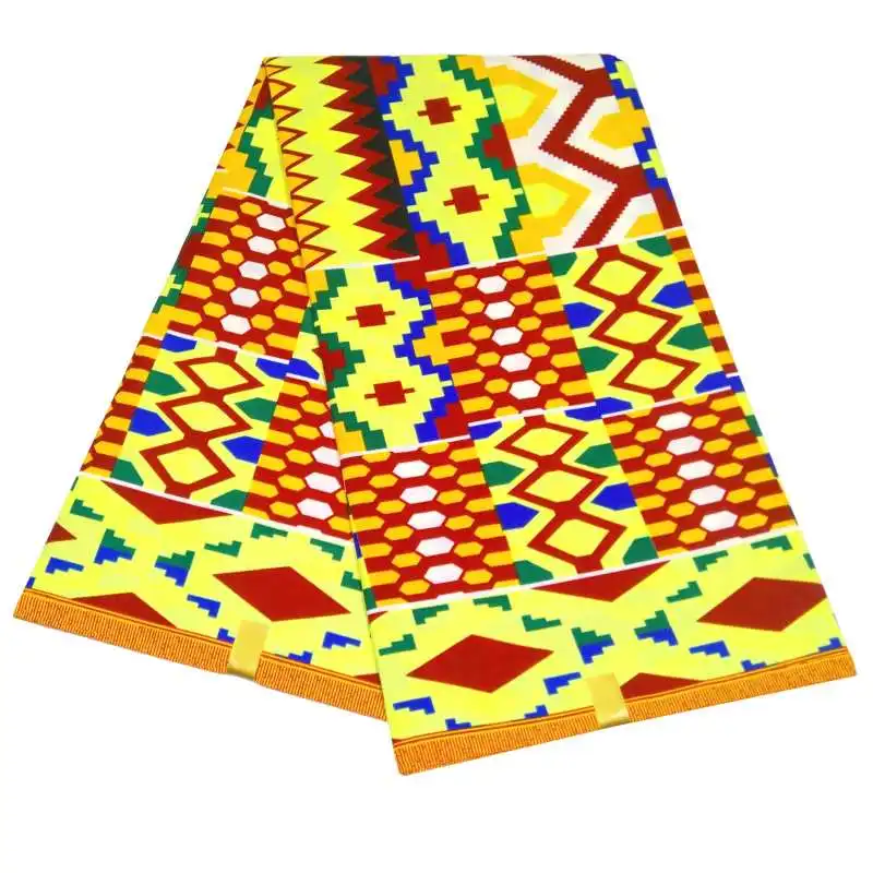 Гана kente дизайн Анкара африканская вощеная ткань принтом голландская полиэстер Ткань 6 ярдов/лот африканская восковая парча ткань для одежды - Цвет: as picture