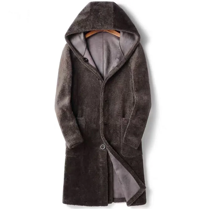 PUDI MT8119 мужские новые модные шерстяные меховые куртки модная повседневная верхняя одежда из искусственной кожи на осень и зиму - Цвет: coffee