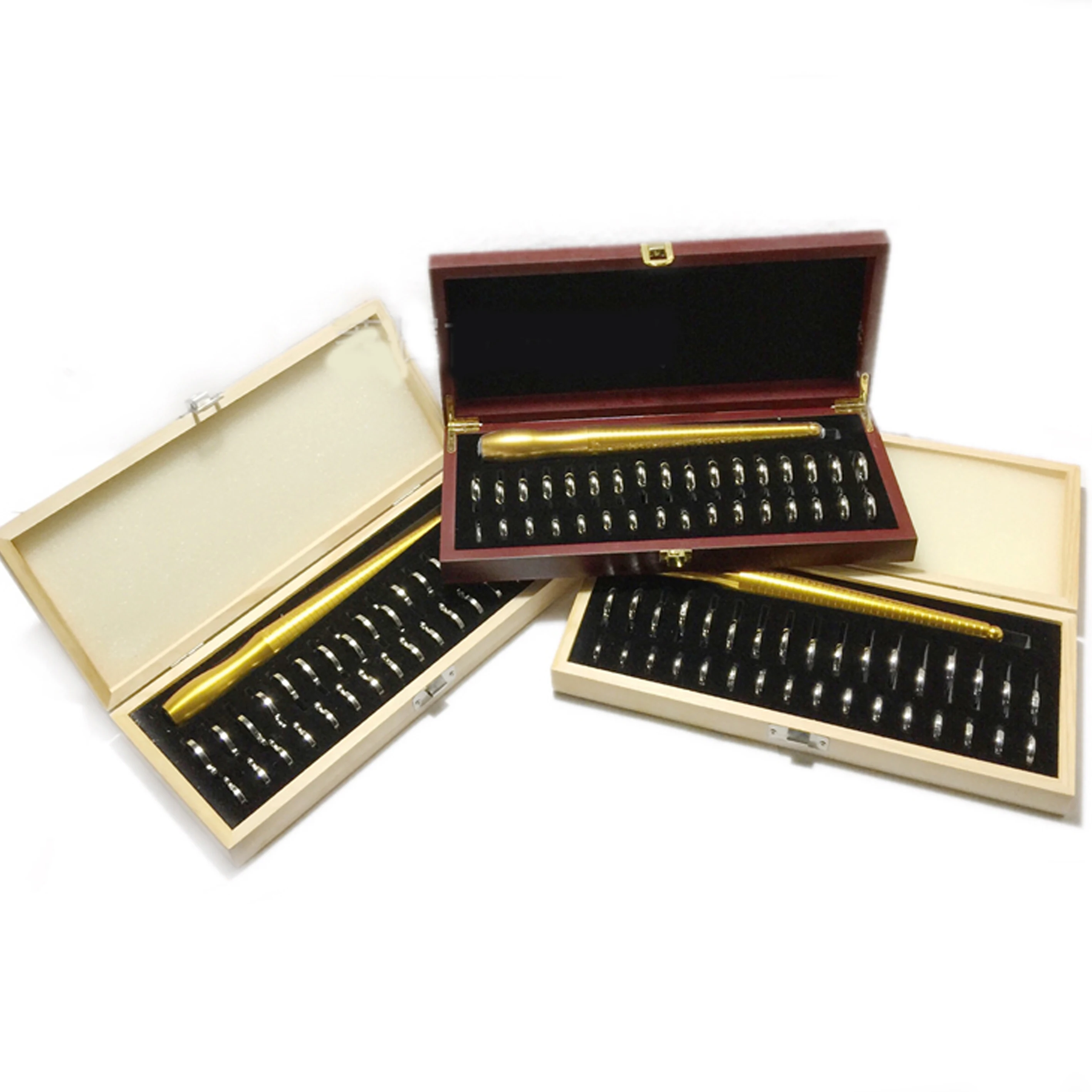 Finger Ring Size Measurement Kit Brass Mandrel Stick Finger Gauge With Wooden Box  Jewellery Tool