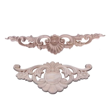 

1x Rubber Wood Carved Applique Retro Furniture Craft Decor 24x10cm & 1x 28X5.5cm