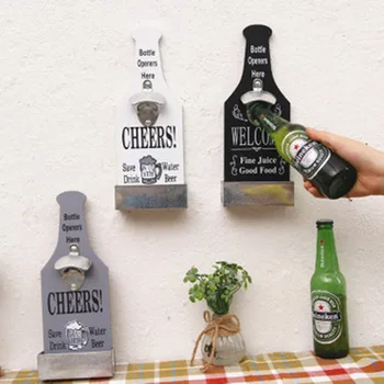 

Retro wall hanging Beer Bottle Opener Multi-function Creative storage box Kitchen Bar Tools decoration Craft