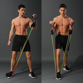 

11 Pcs/Set Latex Resistance Bands Body Exercise Gym Stretch Pull Rope Training Yoga Tubes Chest Expander Pilates Fitness Bag