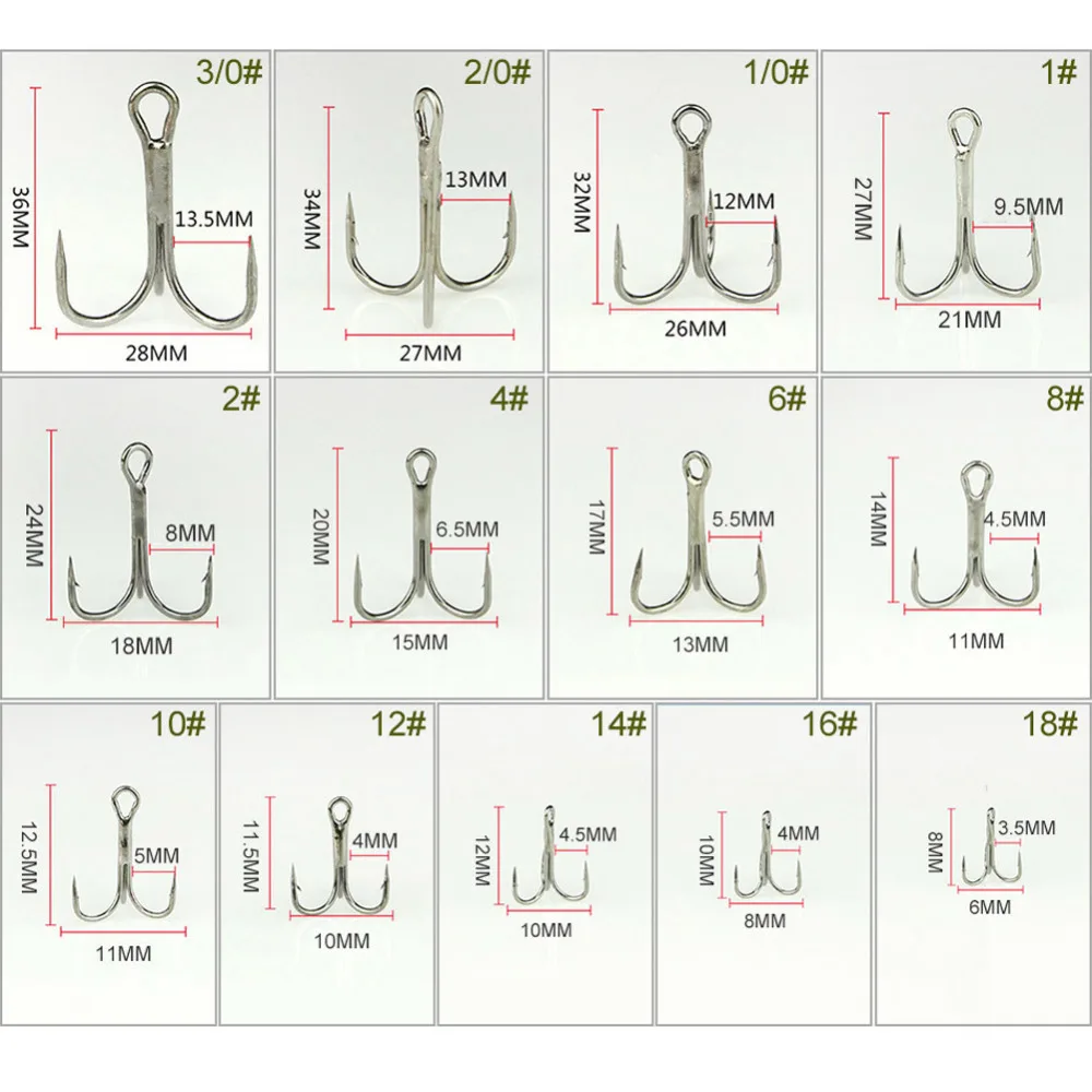 100 шт./компл. рыболовные крючки острые серебро с высоким содержанием углерода Сталь крючки 1/0# ганчо Pescar острый тройной крючок