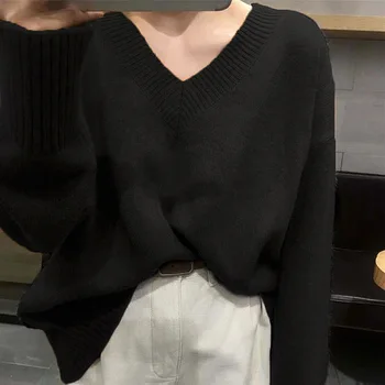 

Sweater Women Long Sleeve Slim Solid Knitted Women Pullover Sweater 2020 Autumn Winter Jumper Ladies Tops White