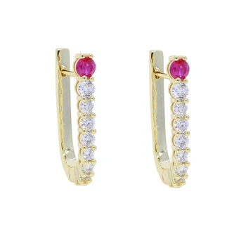 

CZ Rectangle Hoop Earring Gold color 5A Cubic Zirconia Huggie Hoop Multi Piercing Earring