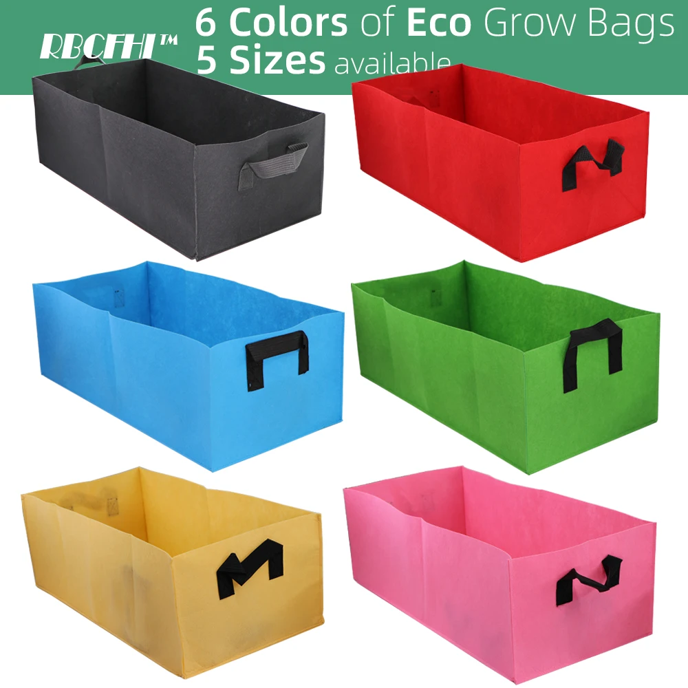 RBCFHI 6 Colors 6 Sizes 1MM Thickness Square Fabric Grow Bags Economic Pots with Handles Garden Planting Containers for Flowers decorative indoor flower pots