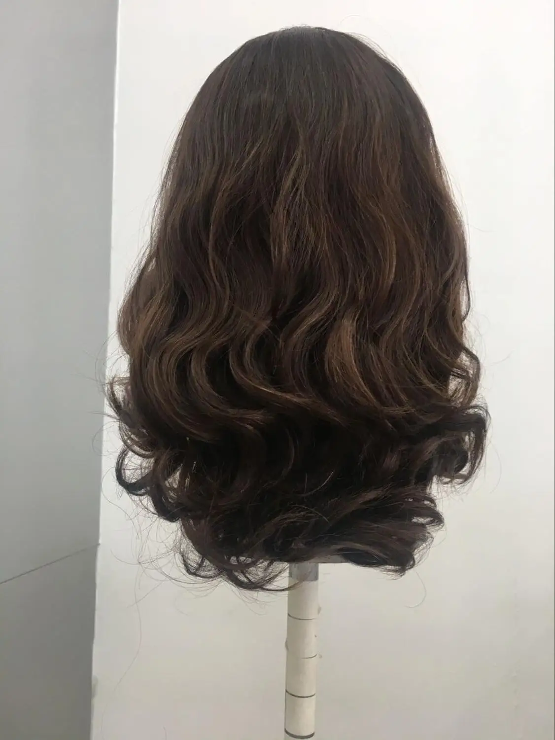 color 4 HL 6 Лидер продаж, парик из натуральных и плоских на верхней части, европейские волосы, слой париков, еврейский парик Кошерный парик, лучшие ножницы - Цвет: color 4 HL 6