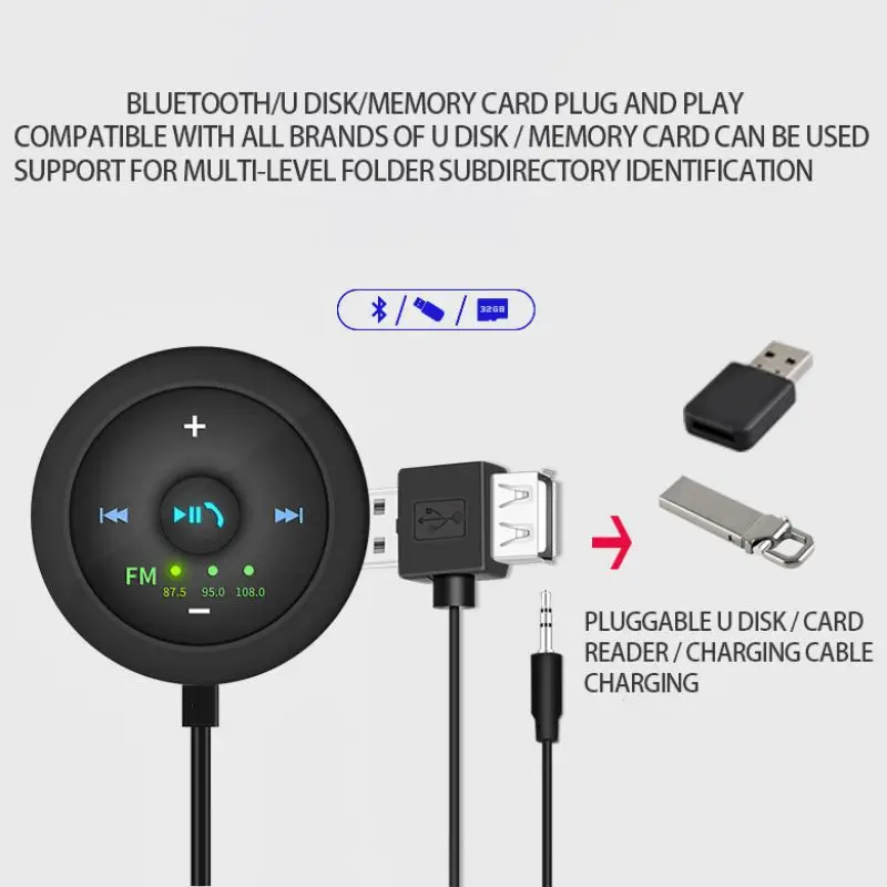 Автомобильный fм-передатчик для Bluetooth хендсфри AUX MP3 плеер Радио адаптер 5 V/2.1A USB Зарядное устройство телефонные звонки в режиме hands-free 12~ 24V