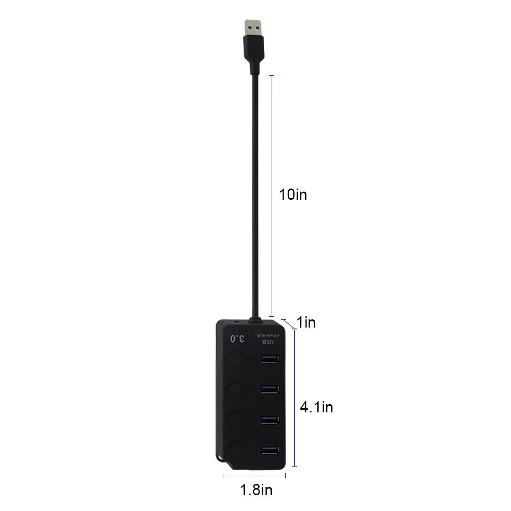 Usb-концентратор 3,0 4 Порты и разъёмы Micro Портативный Usb3.0 хаб мульти в одном комбо адаптер Mini Usb высокое Скорость аксессуары для ванной комнаты с Мощность Переключатель ВКЛ/ВЫКЛ