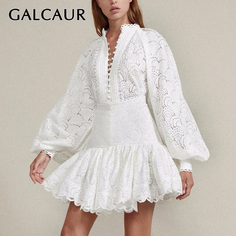 Комплект из двух предметов GALCAUR Женский пикантная ажурная рубашка и юбка блузка с