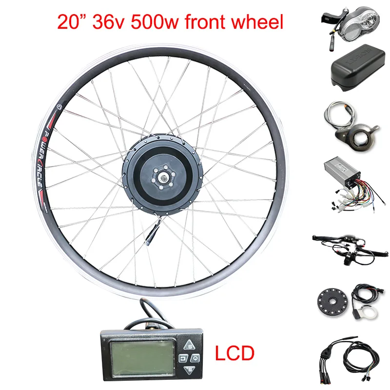 Набор преобразования для электрического велосипеда 36V 500W мотор колеса 36V E велосипед комплект электрическое преобразование велосипедов набор 2" 26" 700C передний привод колеса - Цвет: 20 36v 500w LCD