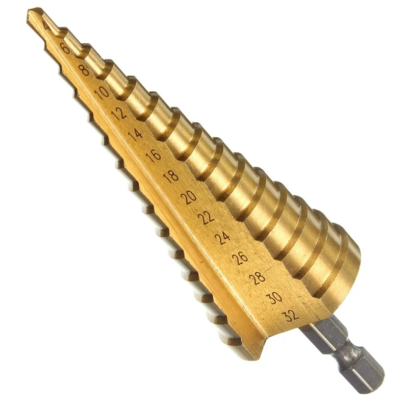 

HSS drill Step drill Tapered Titanium 1/4 Hexagonal Rod For Drilling Screwdriver 4-32mm