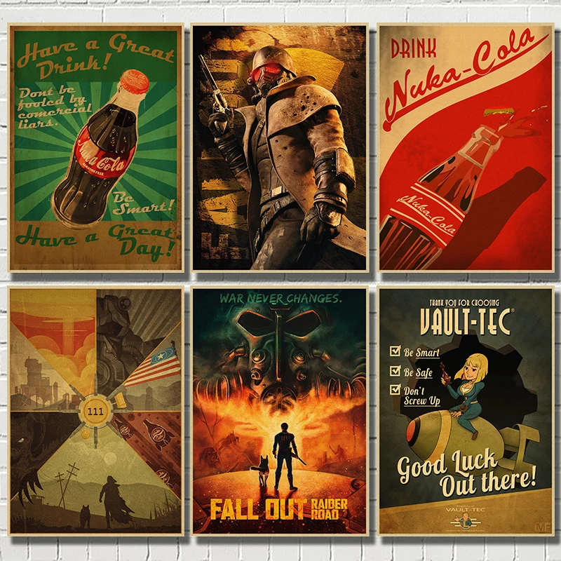 Fallout Классическая игра крафт бумага постер Бар Кафе гостиная столовая настенные
