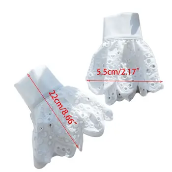 

Womens Crochet Lace Horn Cuff Hollow Out Round Circle Detachable Fake Sleeves U90E
